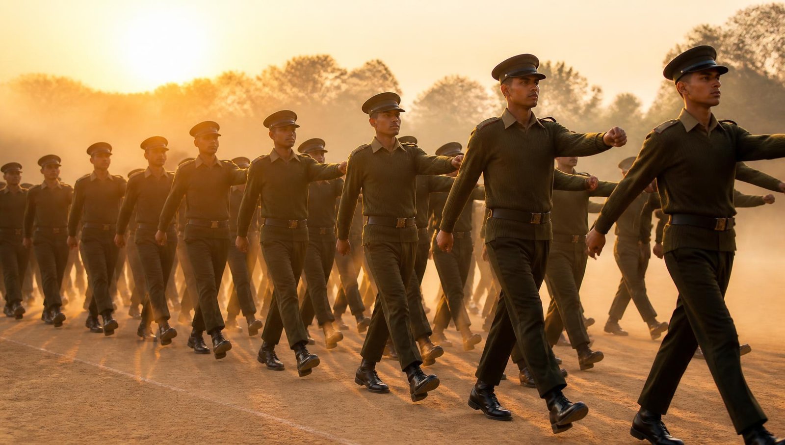 Cadets marching in training at Hezal Defence Institute - Chandigarh's best defence institute for NDA, CDS, AFCAT, and SSB coaching